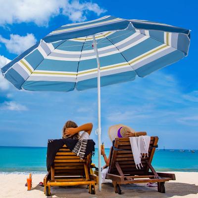 China Promotional Beach Umbrella Price 190t Polyester Folding Umbrella Light 8k Iron Ribs Plastic Sun Umbrella Anchor With Tilt for sale