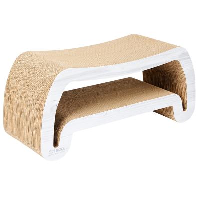 China Axion Sustainable Large Cat Lounge Curved Shape - Furniture Corrugated Scratch Board Cat Scratching Post Tree for sale