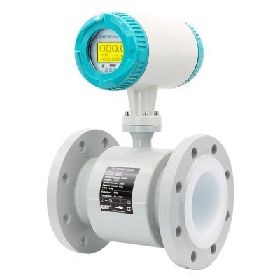 China Liquid Meters PTFE Coating Electromagnetic Carbon Steel Flowmeter Conductivity Flow Seawater Flow Meter for sale