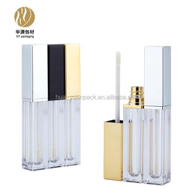 China Cosmetics Lip Gloss Plastic Rectangular Gold Tube for sale