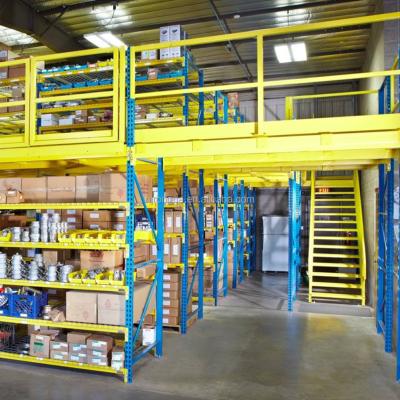 China Corrosion Protection Industrial Warehouse Shelf Storage Mezzanine Flooring System Tiered Multi Tier Steel Racking Support Mezzanine for sale