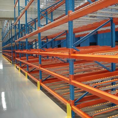 China China Corrosion Protection FIFO Storage Roll Pallet Rack Shelving , Gravity Cardboard Flow Through Racking for sale