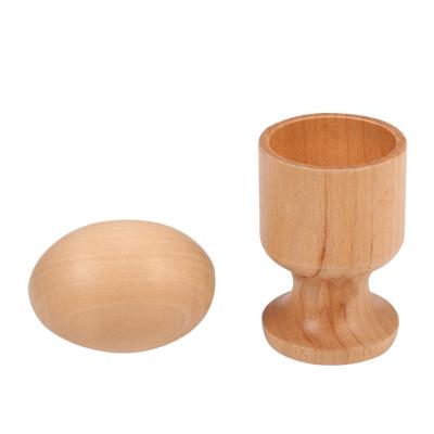 China Wholesale beech and montessori toddler wooden egg cup infant educational toys for kindergarten for sale