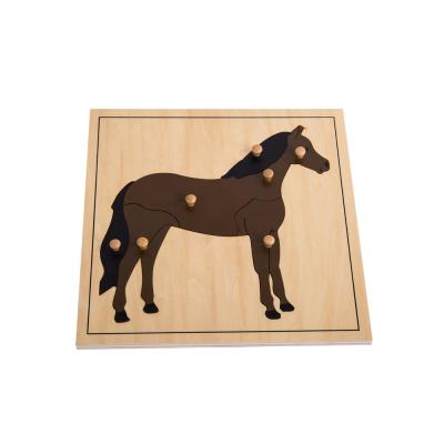 China Toy High Educational Grade Wooden Horse Puzzle Toy Montessori Materials Manufacturer for sale