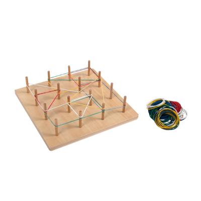 China Teaching toys montessori teaching children wooden geo material sensory board with rubber string for sale