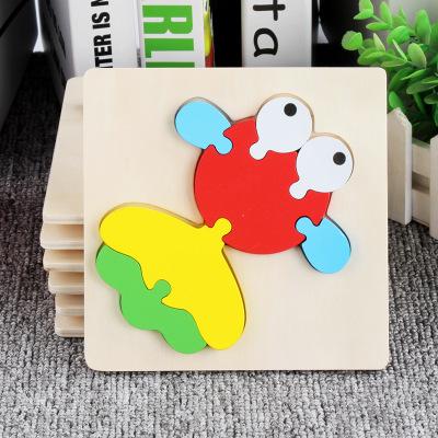 China Baby 3D Cartoon Jigsaw Puzzles Eco-friendly Material Eco-friendly Wooden Animal Educational Toys for sale