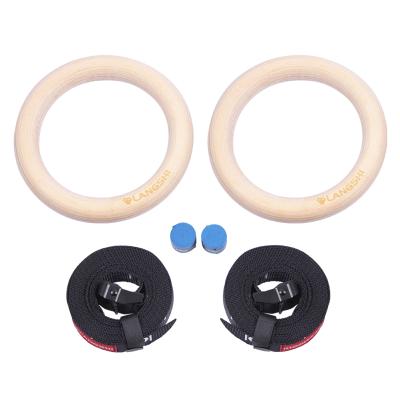 China Wooden Gymnastic Rings 32mm with Loops Fastens Sport Exercise Gym Rings Rings for Muscle Building, Strength Training for sale