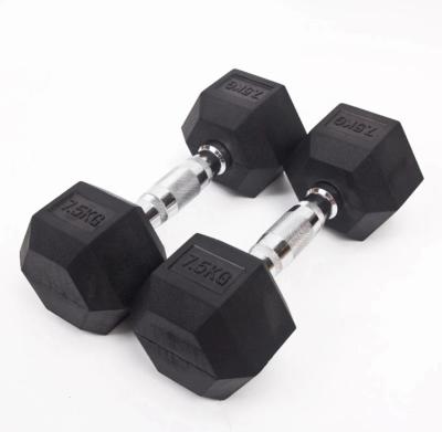 China Universal Wholesale Hex Rubber Dumbbells Set Hexagon Dumbbell Kids Weight Lifting Gym Home Fitness Equipment for sale