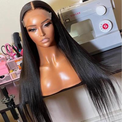 China Best Body Wave 4x4 Straight Hair HD Lace Closure Transparent Wig Pre Plucked For Black Women for sale