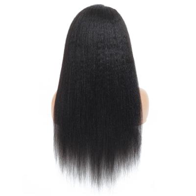 China Cheap Malaysian Human Hair Yaki Straight Swiss Lace Curly Front Closure Wig for sale