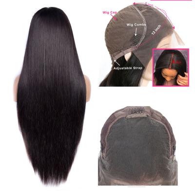 China Wholesale 10A Straight Natural Raw Indian Virgin Cuticle Aligned Human Hair 13X6 Swiss Pre Plucked To Lace Frontal Wigs With Baby Hair for sale