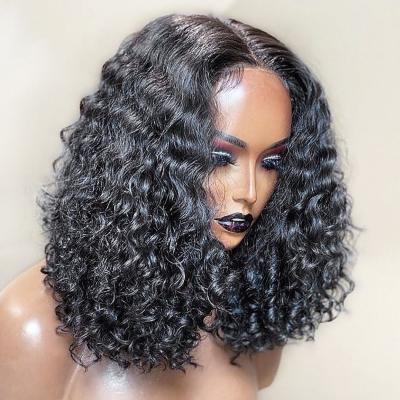 China Virgin Hair HD Curly Full Lace Afro Indian Raw Curly Short Bob Wig For Black Women for sale