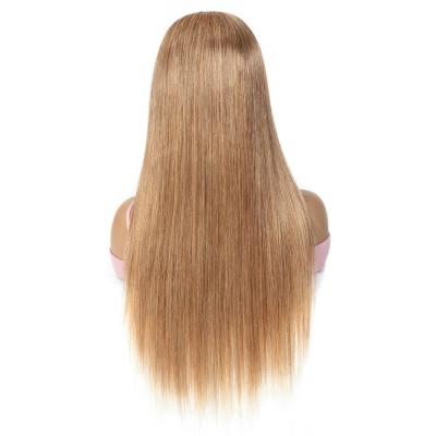 China 27# Color Silky Straight Hair Wigs Honey Blonde Lace Front Wig Brazilian Remy Pre Plucked Hair Wigs Factory Supply Directly for sale