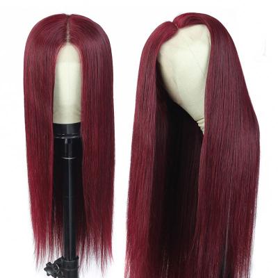 China Factory Wholesale Straight 99J 10A Grade Silky Straight Raw Virgin Cuticle Aligned Brazilian Hair 13x4 Wig for sale