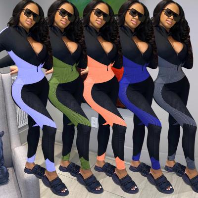 China 2021 New Design QUICK DRY Printing Long Sleeve Yoga Sportswear Pants 2 Piece Set For Women for sale