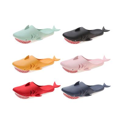 China CUSHIONING Unique PVC Women Men Soft Outdoor Casual Slippers Funny Shark Fish Shaped Animal Pattern Slippers for sale