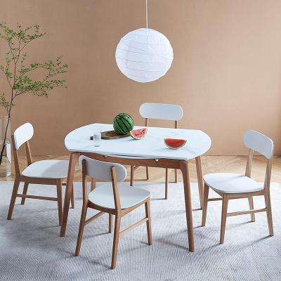 China Hot Sale Home Modern Luxury Extendable Round Furniture Solid Wood Dining Table Sets for sale