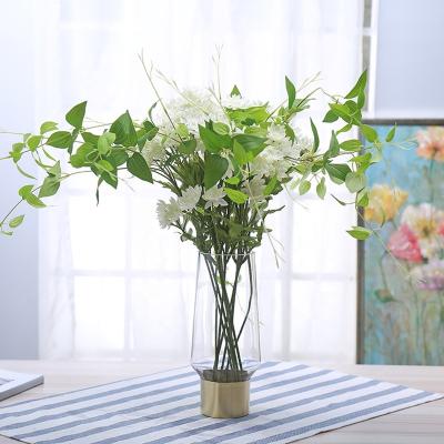 China Bixuan Handmade Vases Clear Glass Flower Arrangement Vases Gold Band Decor Brass Dining Table Wedding Centerpieces, 9.8