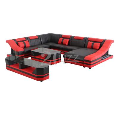 China (Other) Latest Design Adjustable Sofa Set Furniture Living Room Modern Divano Italiano Led Leisure Sofa for sale