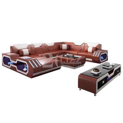 China Sofa Set Furniture LED Style Super Adjustable Modern Leather Couch Living Room Sectional Sofa (Other) for sale