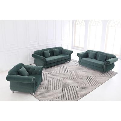 China Wholesale Modular Home Living Room Furniture Promotion Elegant Velvet Fabric Sofa Set With Metal Leg for sale