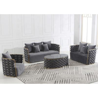 China Modular Lightweight Weave Luxury Design Sofa Furniture Living Room Fabric Sofa Sets With Coffee Table for sale