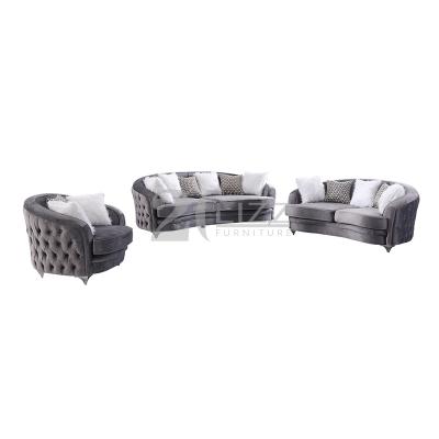 China Chesterfield Living Room Sofa Set Furniture Curved Velvet Modern Modular Fabric Sofa Sectionals for sale