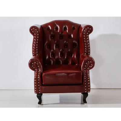 China Living Room Tufted Furniture Chesterfield High Back Sofa Tufted Genuine Leather Leather Chair for sale