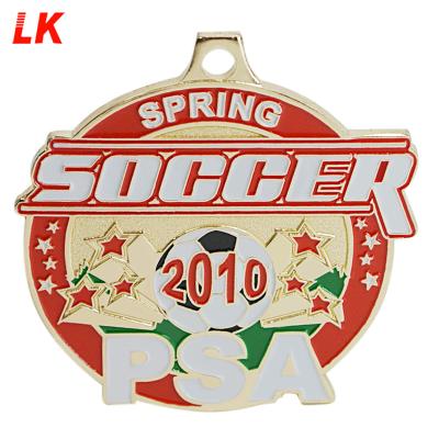 China Europe/America factory production metal rugby football awards kingtop woven ribbon medalion medals for sale