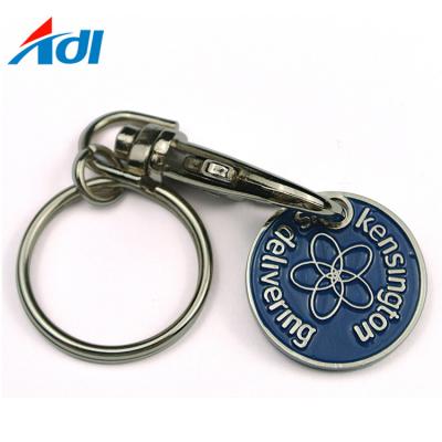 China European and American custom brand coins metal logo key chain trolley paint shopping cart supermarket factory main chain for sale