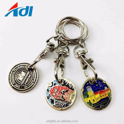 China European and American Token Coin Trolley Key Chain Metal Chip Decoration Gift Custom Design Shopping Cart Supermarket Chain for sale