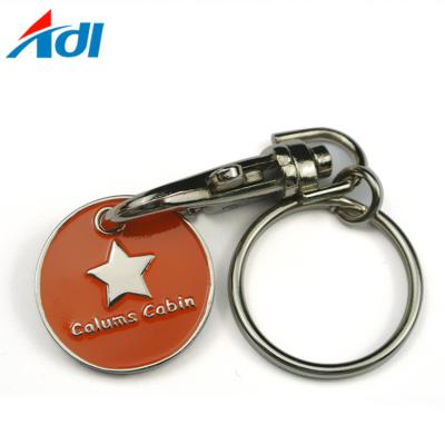 China 3D Business Design Metal Key Ring Supermarket Shopping Cart Chip Trolley Token Coin Key Chain for sale