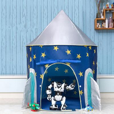 China Easy Use Foldable Indoor Outdoor Playhouse Rocket Ship Space Themed Kids Toy Tent For Child Play for sale