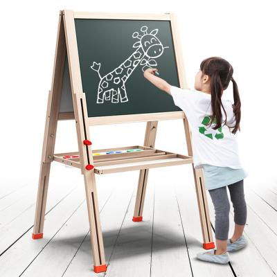 China Recycled Folding Standing Toddler Art Easel Dry-Erase Magnetic Drawing Wooden Double Sided Board Toy For Kids for sale