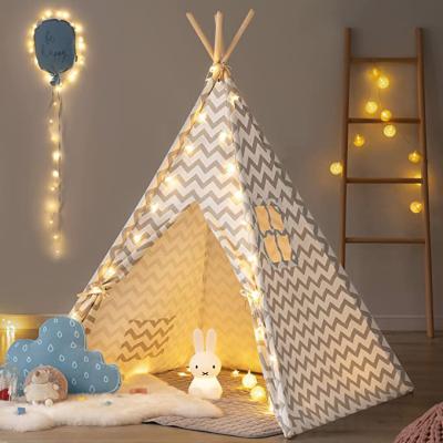 China Emulate House Portable Indoor Outdoor Graffiti Tent Zigzag Heavy Cotton Canvas Teepee Kids Play Tent For Boy Girl for sale