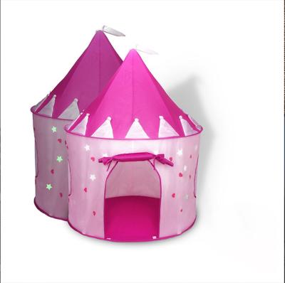 China Soft Toy Portable Pop Up Pink Princess Castle Kids Play Tent with Glow in the Dark Stars for Indoor and Outdoor Use for sale