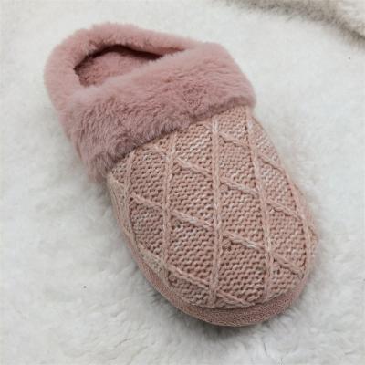 China Fashion trend quantity women high lace knitted luxury furry slides for winter fur designer women slippers for sale