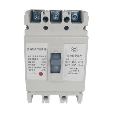 China Rmm1-100l / 3300 Molded Case Circuit Breaker 3P 63A 100A Air Switch 120X87X155 (mm) for sale