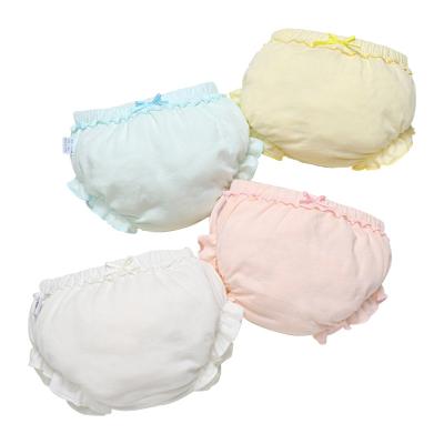 China Fashion 100%Cotton Soft Lace Solid Newborn Infant White Cute Breathable Underwear Girl Bow Lovely Briefs Briefs Baby Briefs for sale