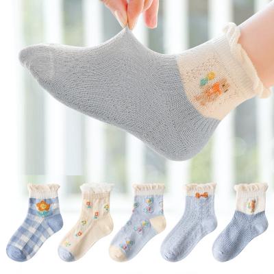 China Wholesale Children Sports Lightly Knit Breathable Cute Student Children Socks Baby Girls Boys Cartoon Fashion Mesh Cotton Socks Spring Summer for sale