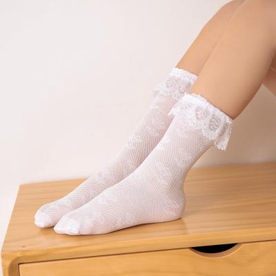 China Summer Sporty Kids Fashion Mesh White Lace Mid Calf Tube Cotton Socks Wholesale Baby Kids Soft Comfortable Prevent Mosquitoes Girl Socks for sale