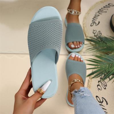 China Large Size Slippers Ladies Fashion Trend Mesh PVC Mules Slides Unique Flat Slippers Comfortable Anti-slippery Indoor Home Slippers for sale