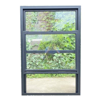 China Sliding Thermal-break Black Double Hung Window Aluminum Top Hung Window Double Hung Window Trim for sale