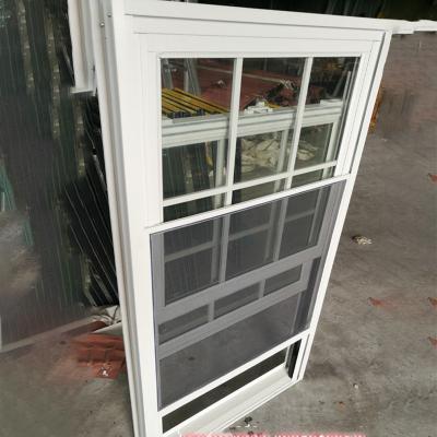 China Sliding Grille Design With Insect Screen White Aluminum Thermal-Cut Double Hung Window for sale