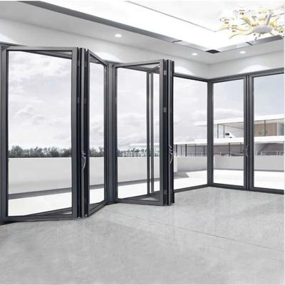 China Waterproof Heavy Duty Aluminum Balcony Patio Sound Insulation Folding Glass Folding Doors for sale