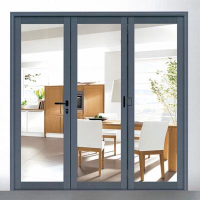 China Sound Insulation OEM Service Bi-Fold Interior Doors Accordion Double Folding Door Glass Internal Bifold Doors for sale