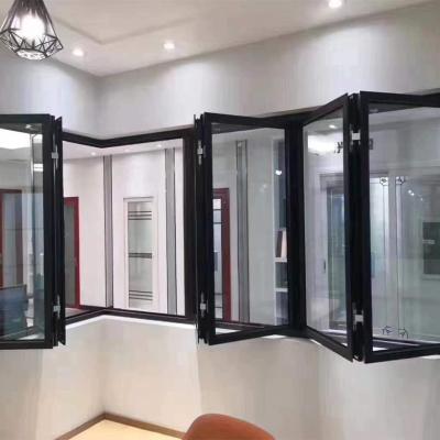 China Excellent quality bifold window folding folding windproof windows double glass aluminum bifold window for sale