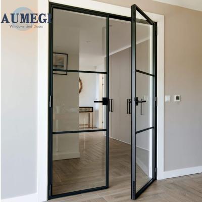 China Design Aluminum French Door Interior Door Waterproof Popular Glass Swing Glass Door for sale