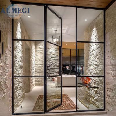 China Double Design Waterproof Interior Glass Door French Swing Door For Kitchen Aluminum French Double Door for sale