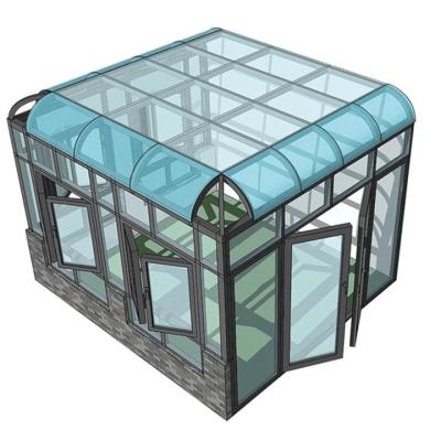 China Modern Aluminum Sun Room Glass House China Manufacturer Outdoor Customized Size Glass Solarium Room for sale